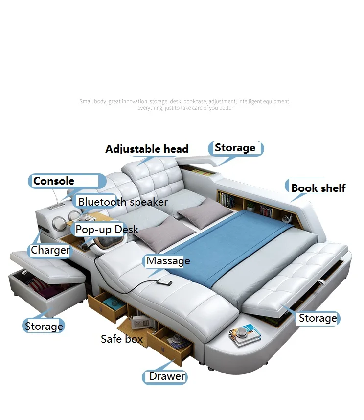 Easylive домашняя кровать из натуральной кожи с несколькими функциями для мебели для спальни