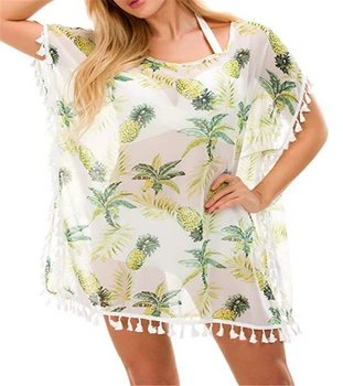 

Chiffon Tunics Cover up Women Swimsuit Woman Swimwear Beach Cover up Beachwear Pareo Beach Floral Print Dress Saida de Praia