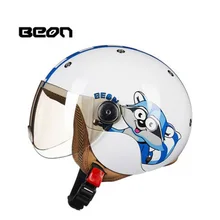 2018 Nova Primavera verão BEON Capacete da motocicleta Criança crianças ABS bicicleta capacetes de moto com lente PC viseira para o menino e menina