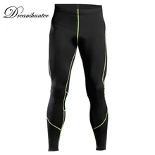 Мужские компрессионные базовый слой обтягивающие длинные брюки быстросохнущие леггинсы для фитнеса облегающие Высокие эластичные спортивные штаны