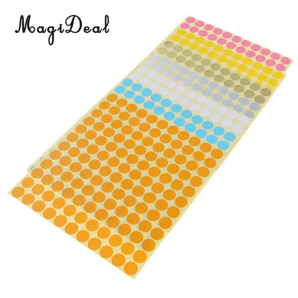 7 Sheets Essential Oils Bottle Cap Handwriting Labels Color Dots Stickers Stick on Anything- Folders, Papers, Stationery, Maps