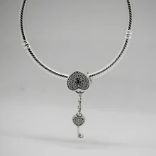 DIY Подходит для Pandora Браслеты замок любви Амулеты с прозрачными CZ стерлингового серебра 925 ювелирные изделия бусины оптом