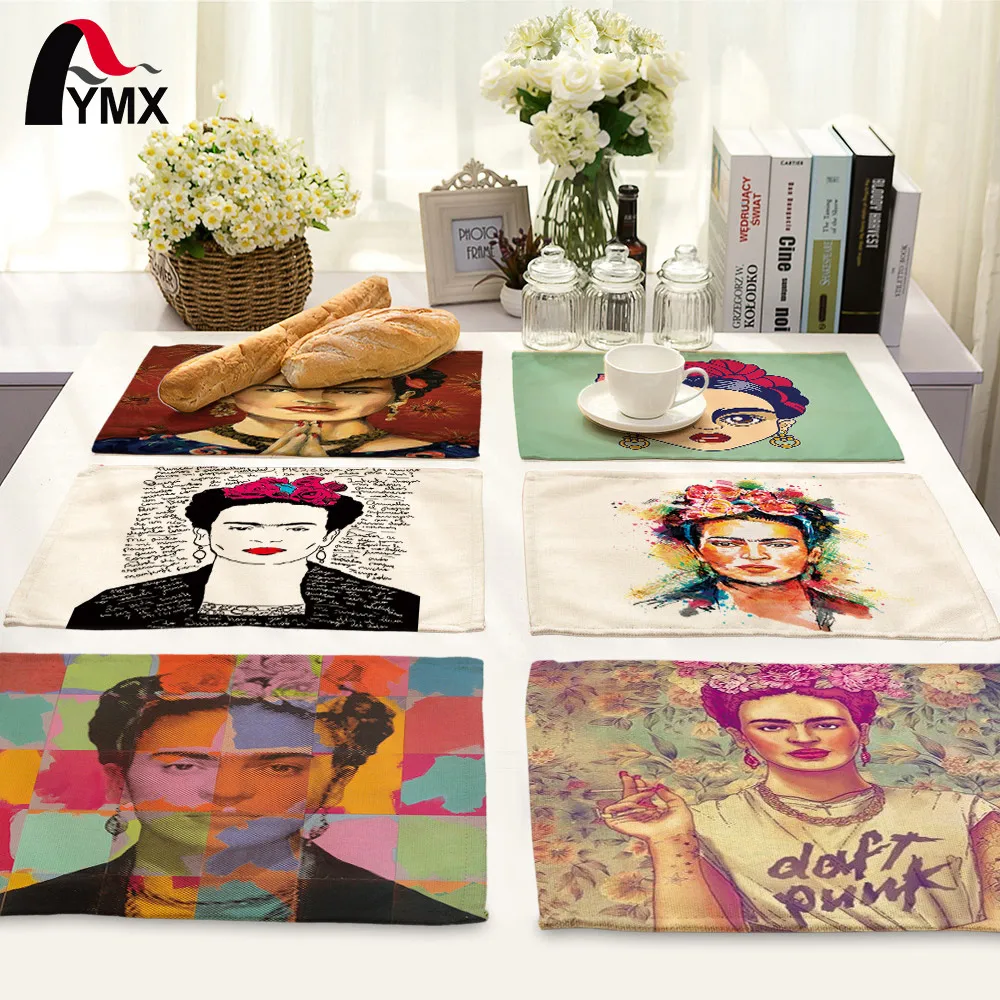 

American Style Linen Colorful People Printed Table Napkins Dinner Napkins Dish Towel Tea Coffee Table Decor Western Mats 42*32cm