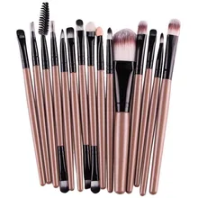 2016 Professional Makeup Brushes Set 15pcs High quality Foundation Eyebrow Lip Brush Make up Tools Kit Gold