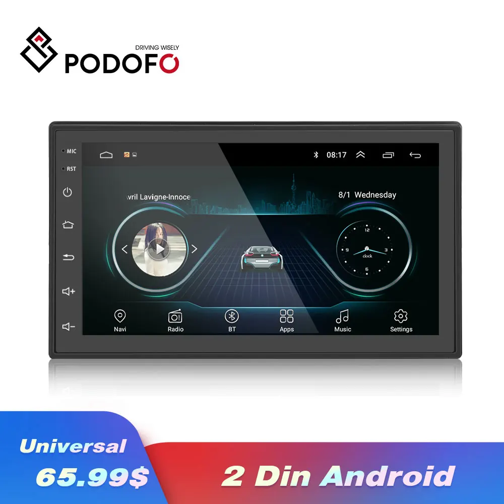 

Podofo Universal Android 2 Din Autoradio Car Radio 7" 2 din Multimedia Player GPS MP5 Player GPS NAVIGATION WIFI Bluetooth