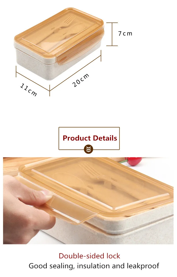 ONEUP Ланч-бокс Пшеничная солома bento box с посуда Экологичный Портативный пищевой контейнер дети Пикник школа Microwavable