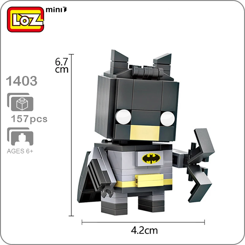 

LOZ 1403 DC Hero Batman Bruce Wayne Figure 3D Model 157pcs DIY Diamond Mini Small Building Blocks Bricks Assembly Toy no Box
