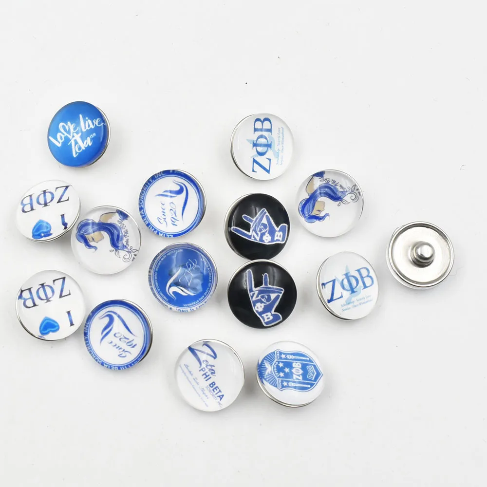 

10PCS Mixed Zeta Phi Beta Glass Snap Button Jewelry Charm Snap Jewelry