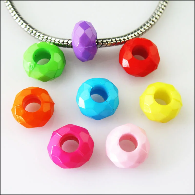 

New 40Pcs Mixed Plastic Acrylic Round Spacer Beads fit European Charms Bracelets 12mm