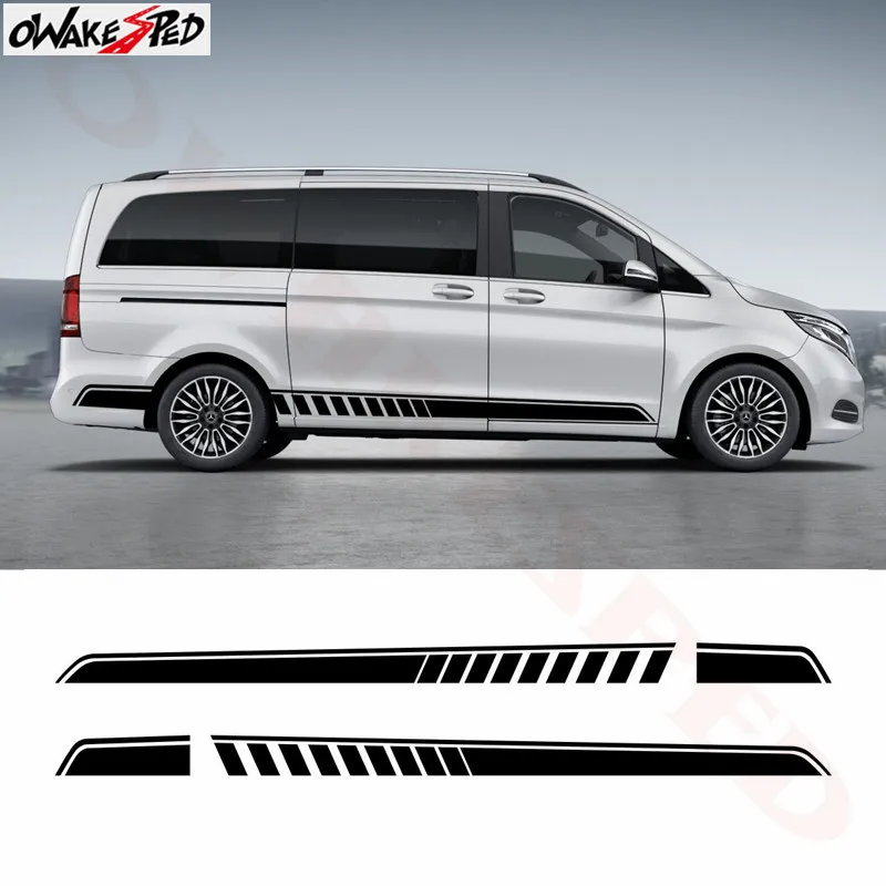 

2Pcs Car Sticker Side Stripe Skirt Decor Accessories Vinyl Decal For Mercedes Benz Vito Viano V Class w447 v260 2014-2019