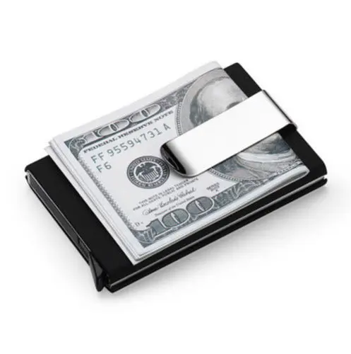Блокировка RFID металлический кошелек зажим для денег мужской Сплав тонкий держатель для кредитных карт ID