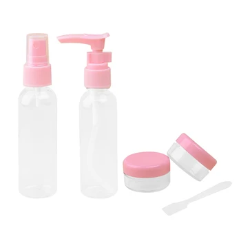 

4PCs Sprayer Plastic Empty Cosmetics Container Travel Bottle Kit Refillable Atomizer Makeup Face Cream Eyeshadow Pot