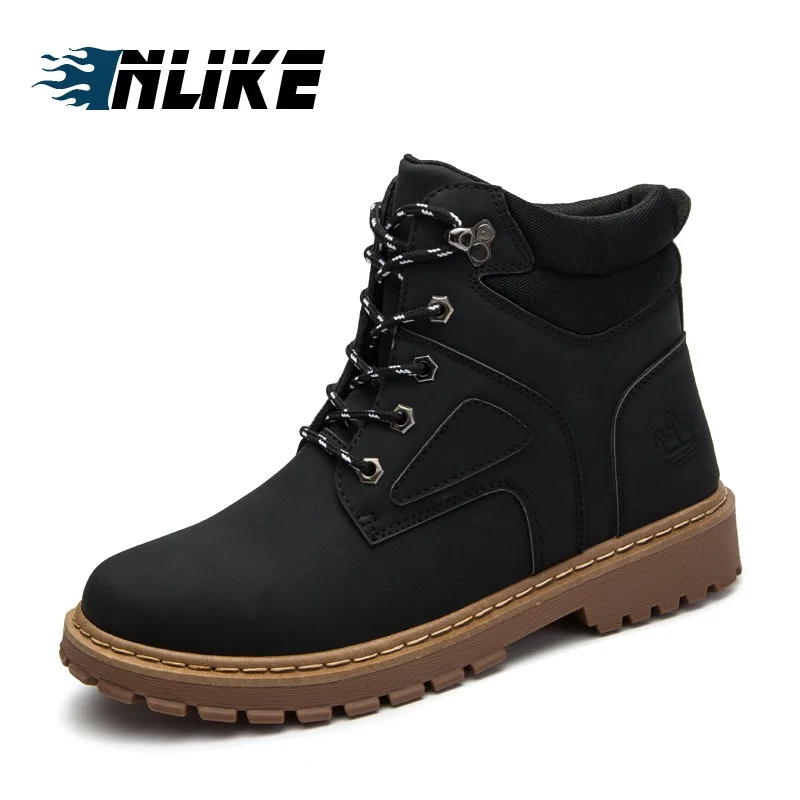 

INLIKE Men boot Leather Men Martin Boots Autumn winter Man Ankle Boot Shoes Men's Snow Boot Work Shoes