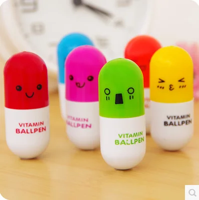 

WHAT IS THIS? novelty toys funny gadgets funny pen Capsule shape Stretch pen Magic with expressions pills ballpoint pen L4C002