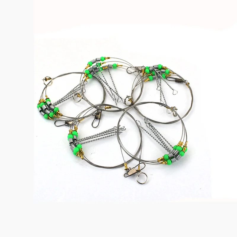 5PCS Anti-Winding Swivel String Sea Fishing Hook Steel Rigs Wire Leader Fish Hooks 4 steel wires | Спорт и развлечения
