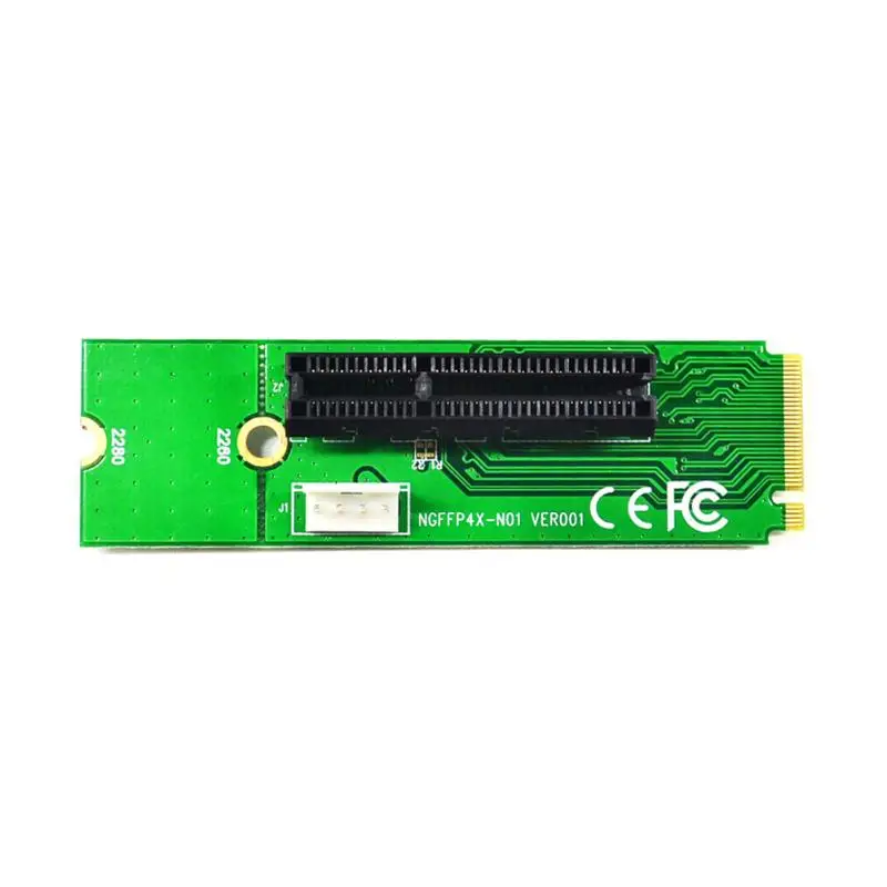 NGFF to PCI-E Riser Card M Key M.2 SSD Port to PCI Express 4X Extender Converter Card Adapter with 4Pin Power Cable for Mining