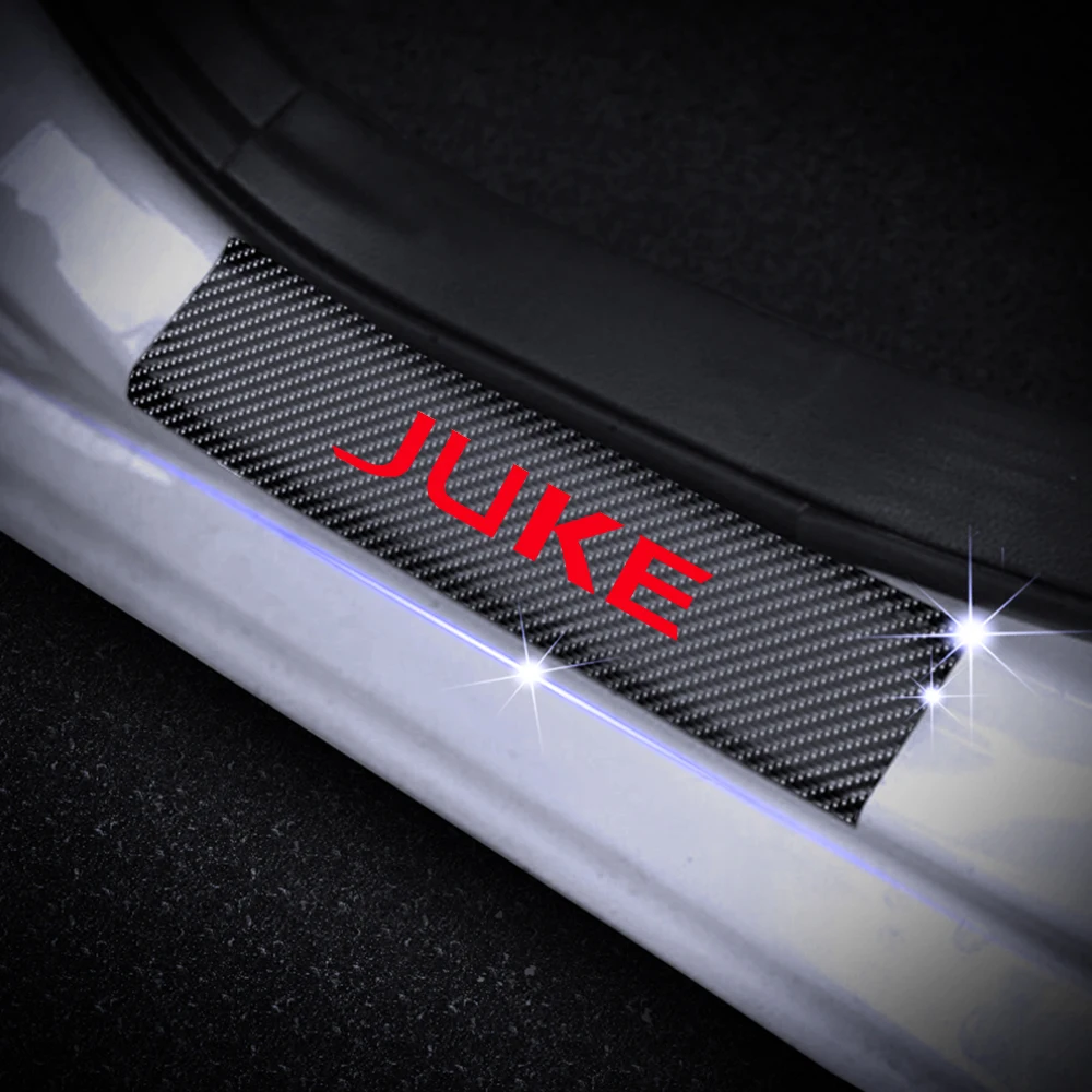 Для Nissan JUKE автомобильные аксессуары углеродное волокно дверная наклейка для порога Накладка на порог двери дверь шаг пластина автомобиля-Стайлинг 4 шт