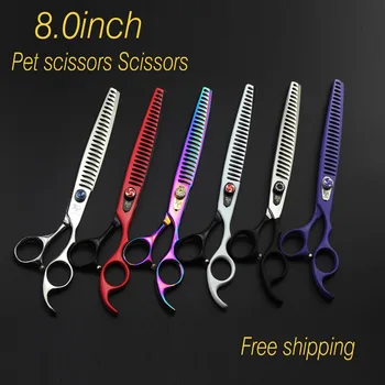 

8.0inch Professional Japan 440C Pet Scissors With Bag Dog Tesoura cat pet Grooming Scissors Thinning
