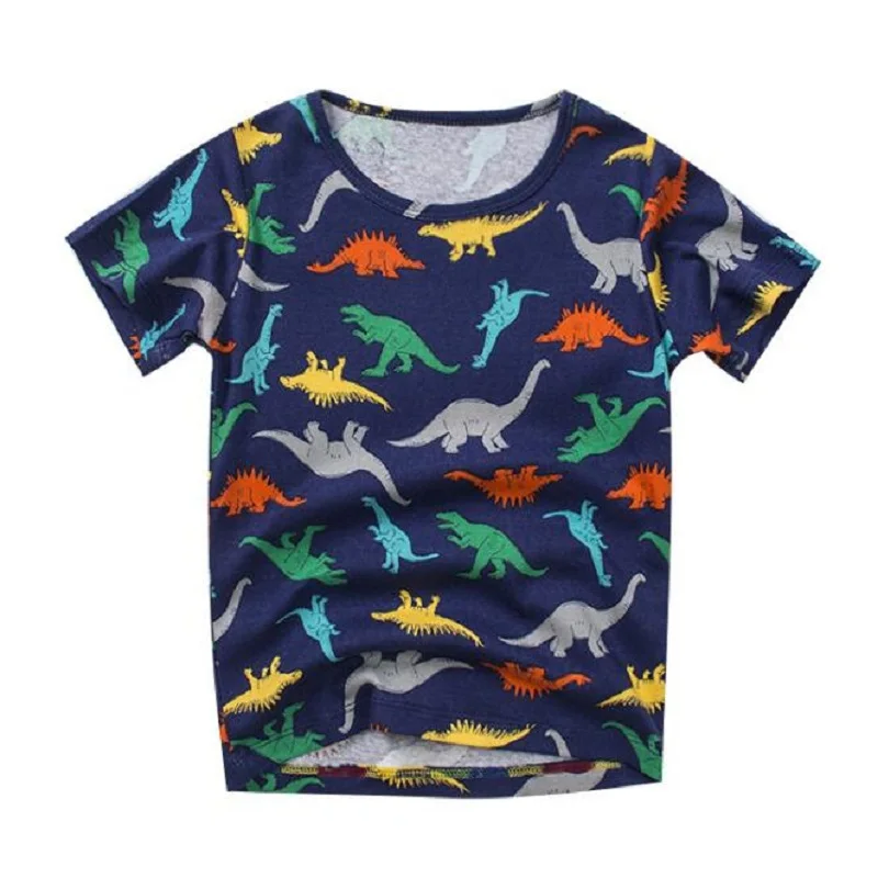 

2019 summer new style fully printed dinosaur boy children's short sleeve T-shirt Round neck T-shirt