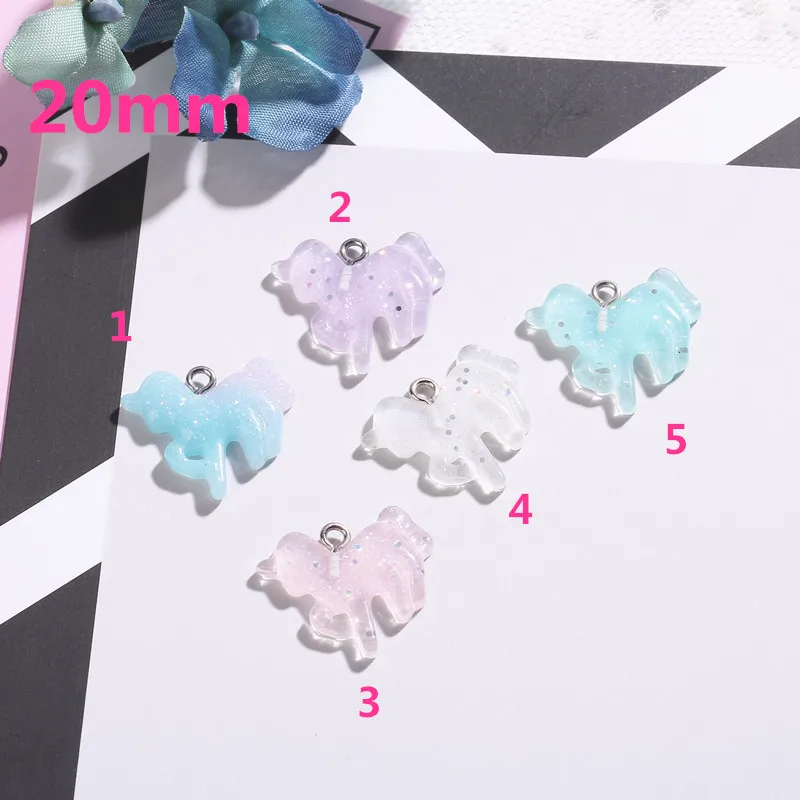 20pcs 20mm cute small unicorn charms flat back resin charms necklace pendant earring charms for