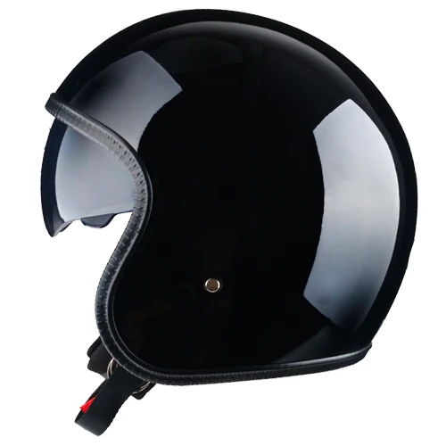 LDMET moto rcycle шлем реактивный открытый шлем с объективом cascos para moto винтажный пилот Кафе racer etro cruise - Цвет: bright black