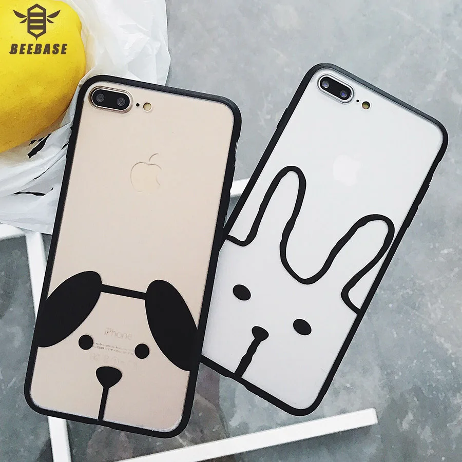 

BEEBASE Cute Cartoon Phone case For iphone 6 6s 7 8 Cover For iphone 6 6s 7 8 Plus X fundas Matte Hard Transparent phone case