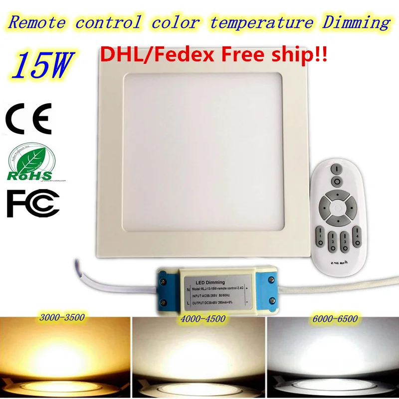 

Ultra Thin Led Panel Downlight 15w 2.4G Remote Control Square LED Ceiling Recessed Light AC85-265V LED Panel Light SMD2835
