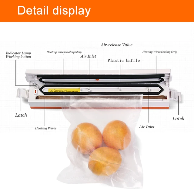 saengQ Electric Vacuum Sealer Packaging Machine For Home Kitchen Including 15pcs Food Saver Bags Commercial Vacuum Food Sealing 2