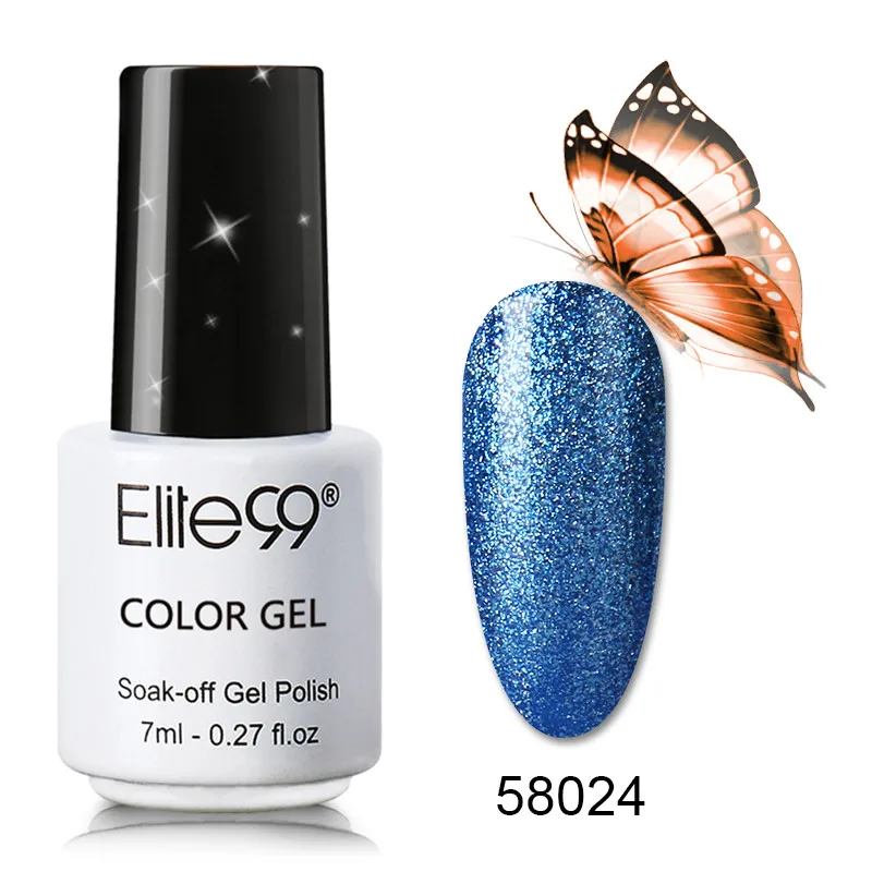 Elite99 7 мл Платиновый цвет замачиваемый гель лак для ногтей Полупостоянный УФ-гель для ногтей Блестящий цветной лак для ногтей - Цвет: 58024