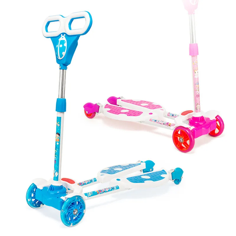 4 Wheel Scooter For Kids Boys Girls 2 12 Years Old Pink Blue With Flash