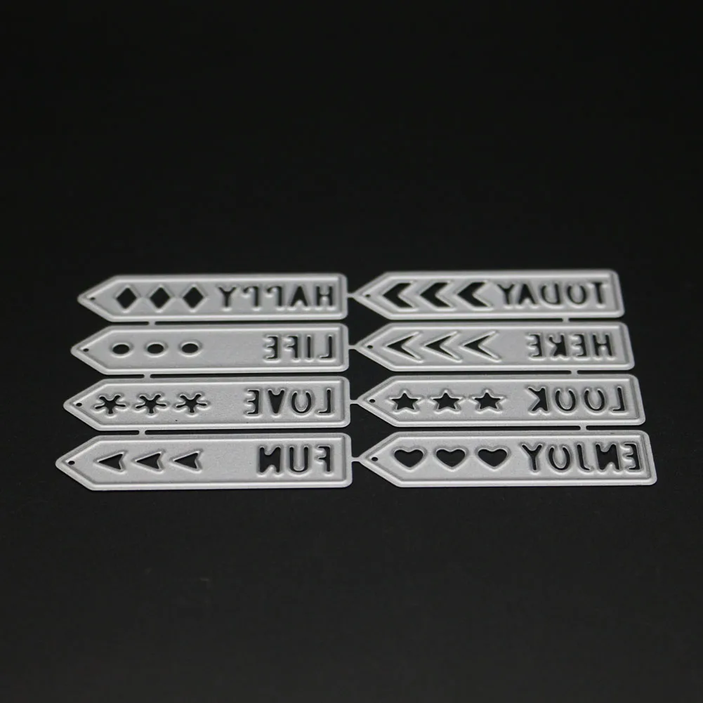 8pcs Label Metal Cutting Dies Embossing Stencil DIY
