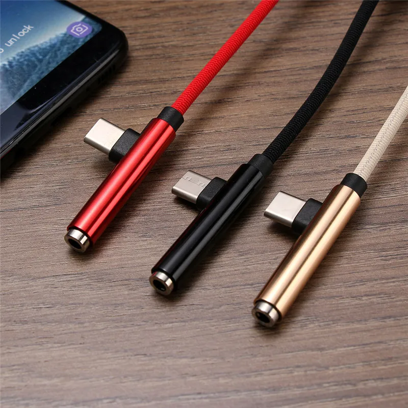 

100pcs Adapter Audio Convertor 2 In 1 USB C AUX Headphone Jack Cable Type-C To 3.5 mm Fast Charging Cable Multifunction