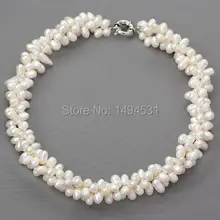 Колье ожерелье из настоящего жемчуга крученое ожерелье рисовое колье жемчужное свадебное ожерелье многожильный жемчуг белое пресноводное жемчужное ожерелье