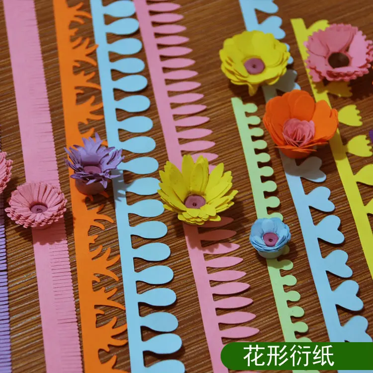 

Freeshipping 5pcs*8 Packs Design 5cm * 50cm Flower Design Quilling Paper crafts for DIY Handmade Cards decor Paper /Scrapbooking