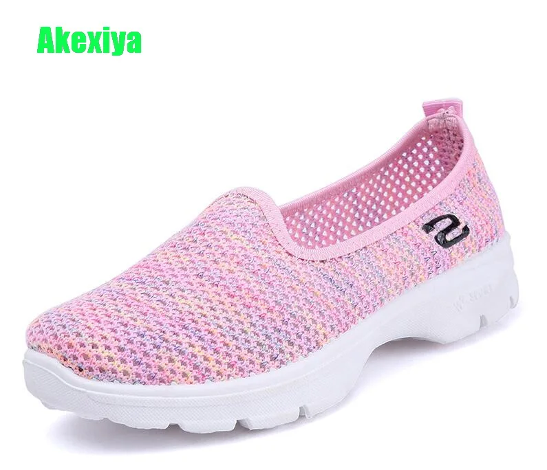 

Akexiya Brand Korean Fashion Sweet Women Casual Loafers Breathable Summer Flat Shoes Woman Platform Sneakers Knitted Creepers