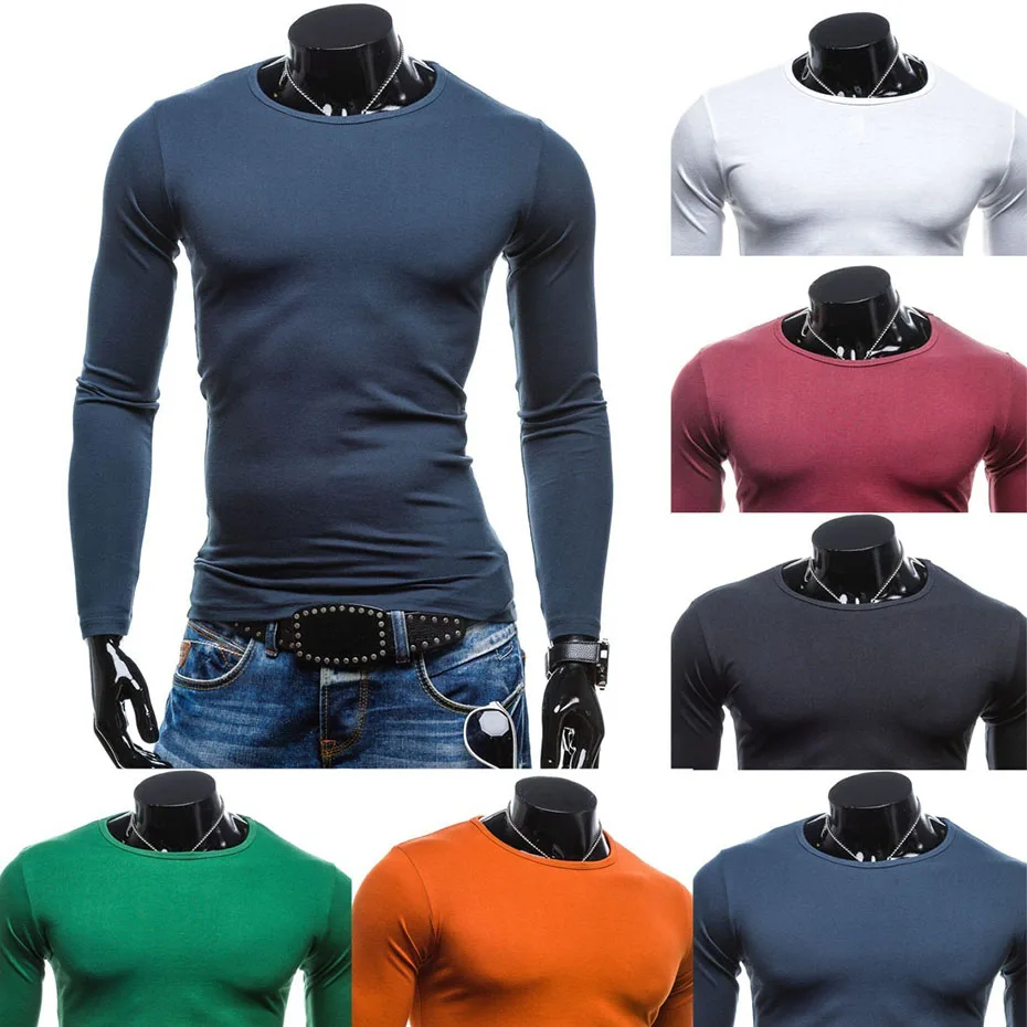 

ZOGAA 10 Colors Plus Size Summer&Autumn Fashion Casual Slim Elastic Soft Solid Long Sleeve New Men's Fashion Long Sleeve T-shirt