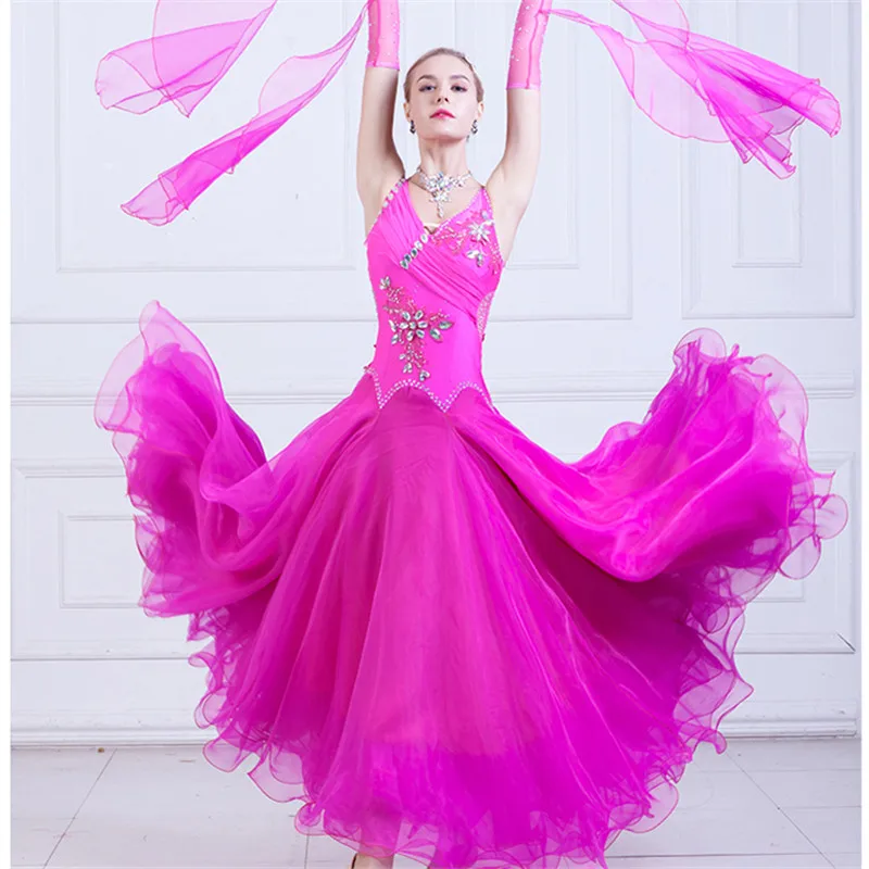 Красное Розовое Бальное платье вальс современное танцевальное бальное платье танцевальные соревновательные платья стандартный бальный зал танцевальная одежда платье