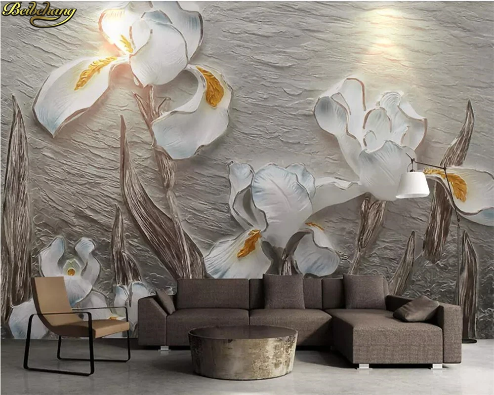 

beibehang Custom wallpaper mural 3D resin embossed Phalaenopsis living room wall decoration painting papel de parede 3d