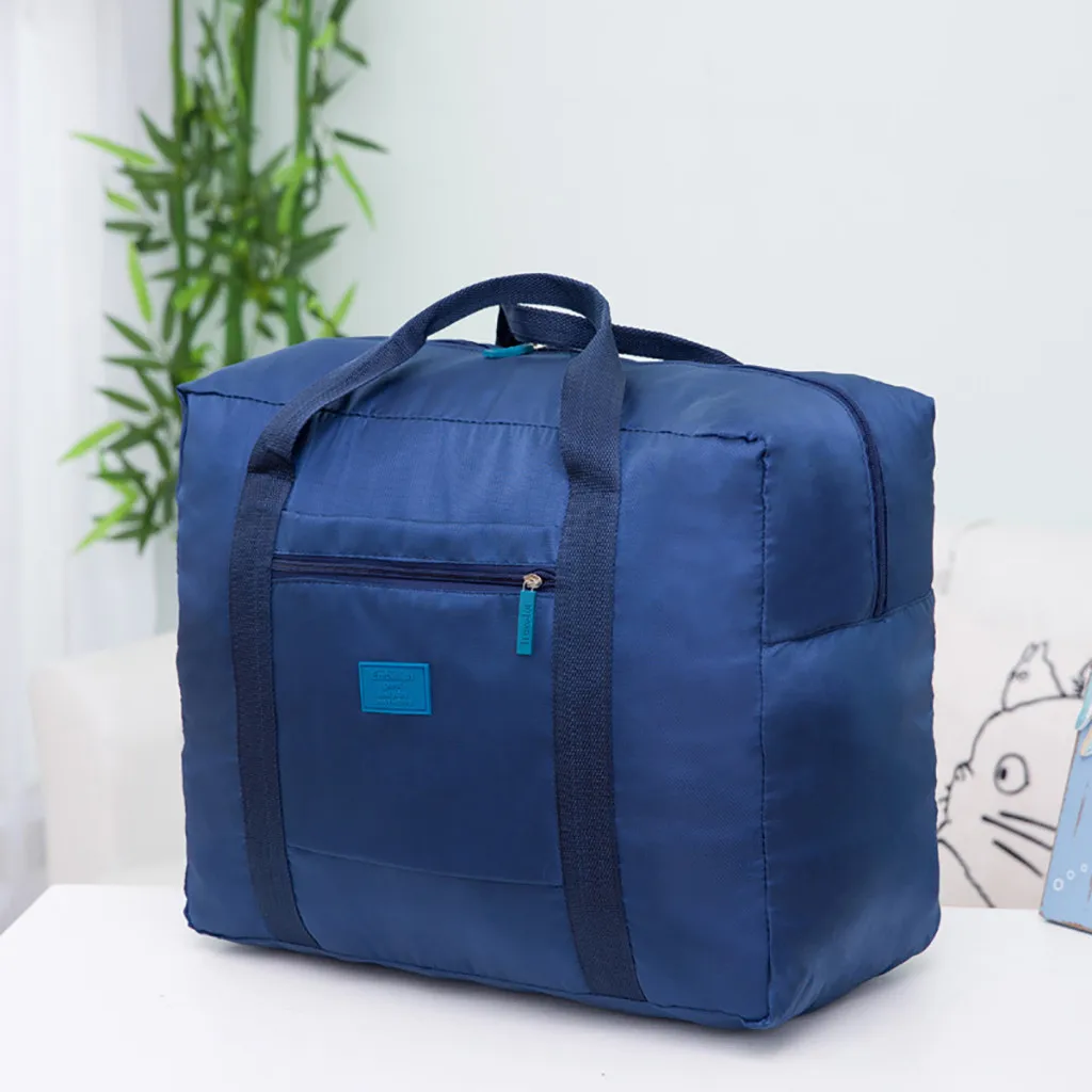 Складная складная дорожная сумка, большая сумка для хранения, водонепроницаемая нейлоновая переносная посылка, универсальный органайзер, сумка для хранения через плечо - Цвет: Dark Blue