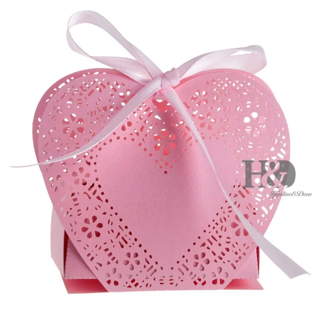 120 pcs pink laser cut hollow out love heart ribbons personalized personalized candy boxes