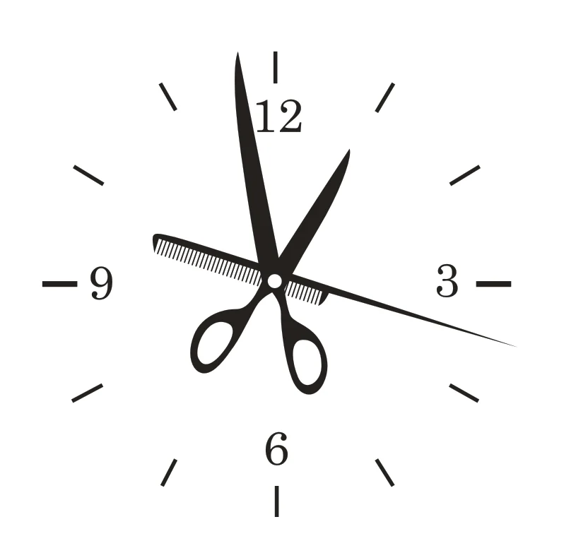 

Art Salon Wall Sticker Hairdresser Clock Wall Sticker Baeber Shop Decor Beauty Haircuts Wall Mural Decoration LX346