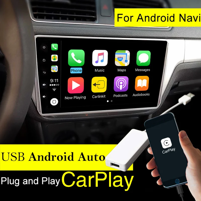Carlinke USB Apple Carplay Dongle for Android Auto iPhone iOS12 Carplay Support Android MTK WinCE system