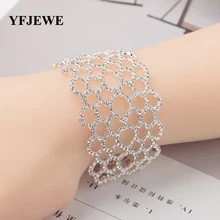 YFJEWE Мода Полный горный хрусталь ювелирные изделия Для женщин золотого и серебряного цвета Цвет классические Серьги с драгоценными камнями; звеньевой браслет с паве браслет для свадьбы B145