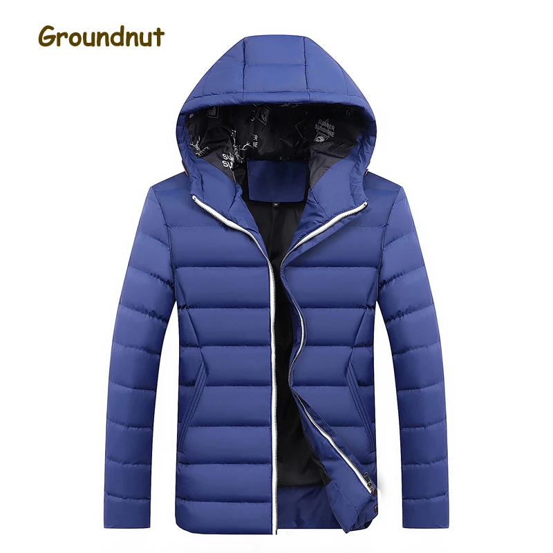 

Groundnut 2017 Autumn Collection Cotton Wadded Parkas Men Warm Winter Jackets Man Hooded Long Sleeve Coats Outerwear Plus Size