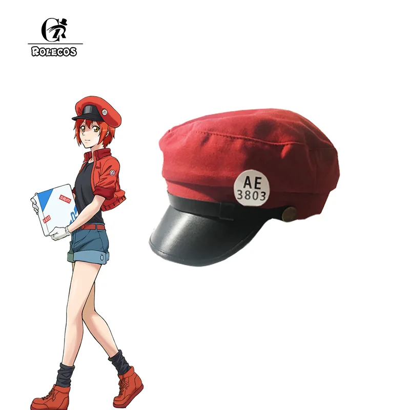 

ROLECOS Erythrocytes Cosplay Cap Anime Cells At Work Cosplay Hat Hataraku Saibou Cosplay Sports Cap Women Baseball Red Hat