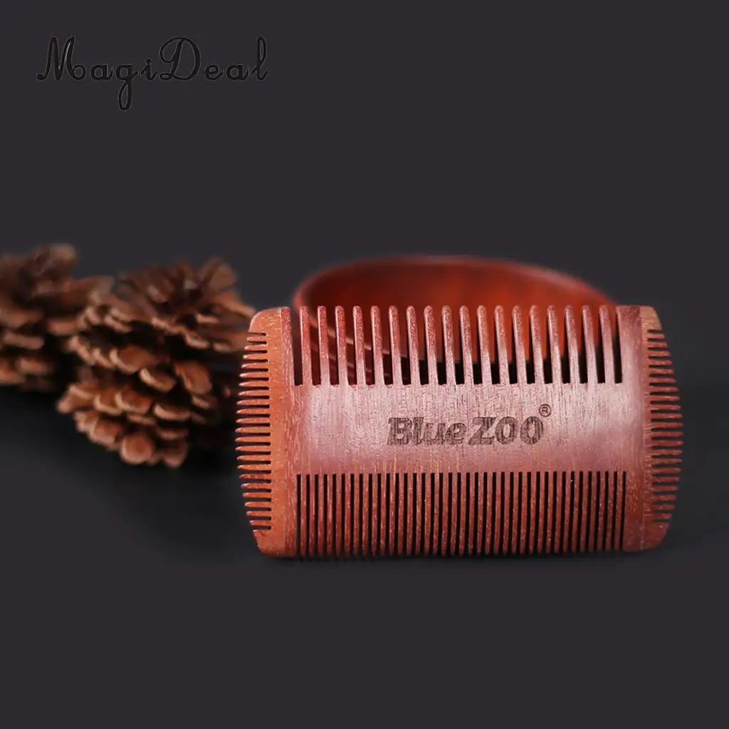 Handmade Anti Static Natural Sandalwood Men Fine Coarse Teeth Beard Mustache Grooming Styling Comb