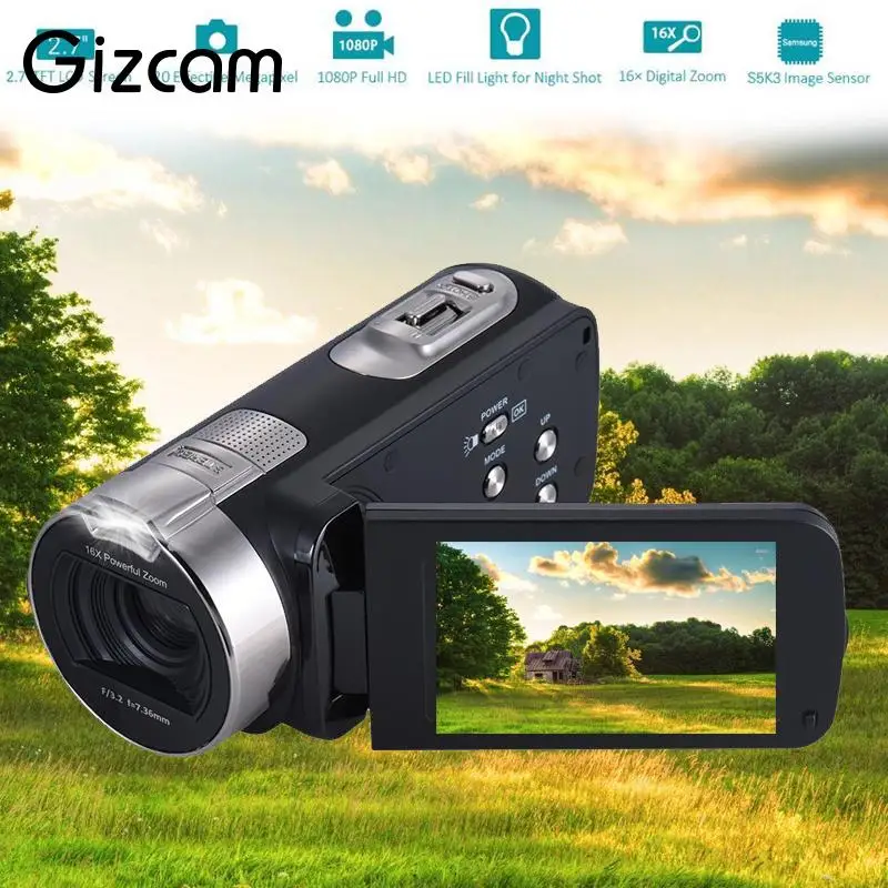 

Gizcam 2.7 Inch 1080P HDV-312P Digital Video Camera 24 million Pixels Home-use DV LCD Screen Consumer Camcorders US/UK/EU Plug