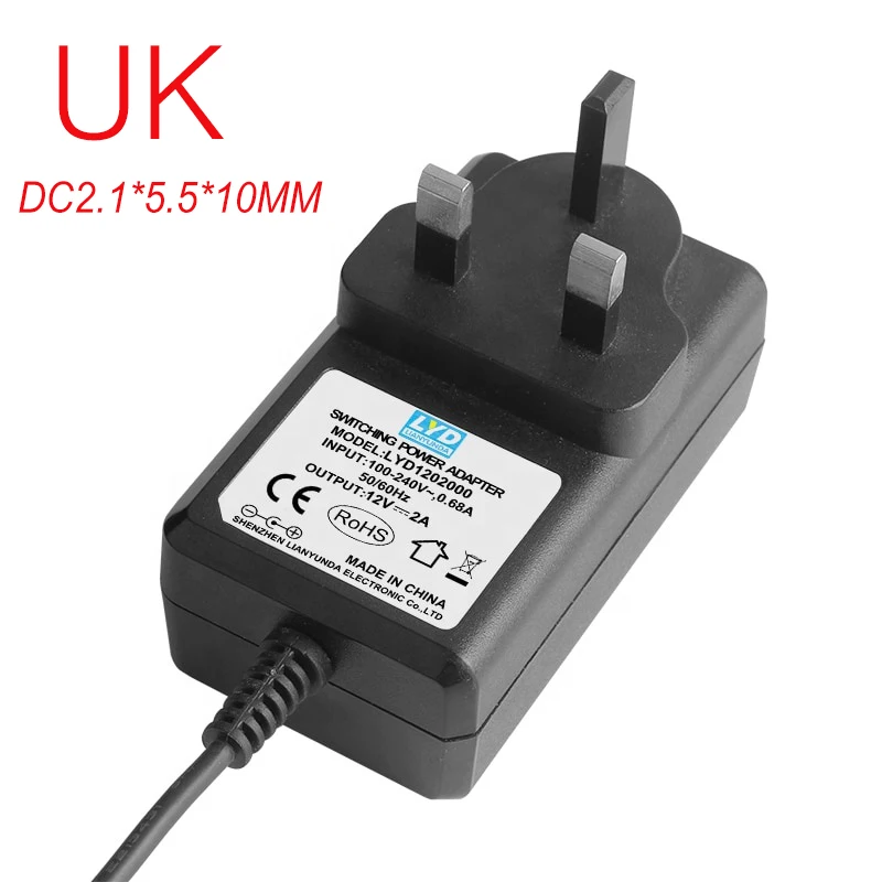 EU/US/UK 12v 2A AC/DC Мощность адаптер 24W 12V 2000MA Питание 12V Мощность адаптер