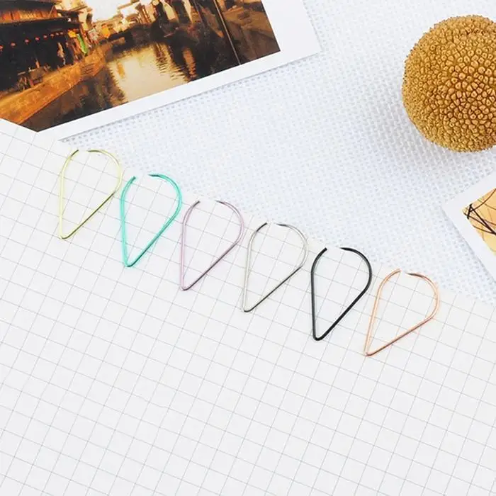 Прочные прочные портативные скрепки для бумаги в форме капель воды Канцелярские Товары для офиса, дома, школы