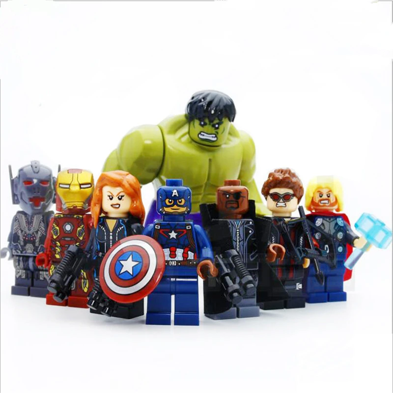 

Marvel 4.5CM 8 pcs a set Super Hero Assemble Building Blocks Puzzle Assemble Toys Avenger Model Boy Girl Toys Interesting Gifts